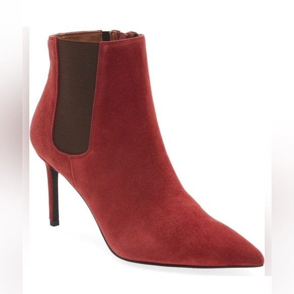 Jeffrey Campbell Nixie Pointed Toe Red Suede Stiletto Heel Bootie Size 6.5 - Picture 2 of 7